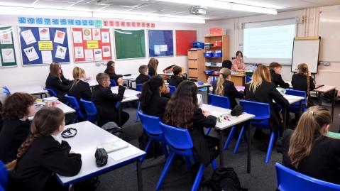 Students in a secondary school classroom